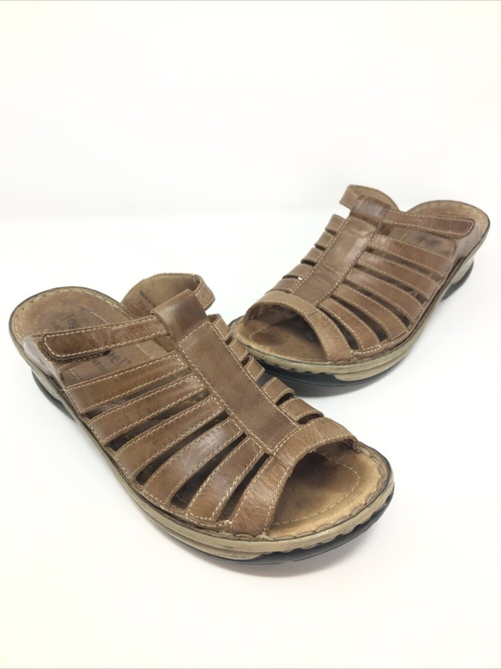 Josef Seibel Sandals Womens 39 US 8 Claudia Tan Dolomite Leather Strappy Slip On